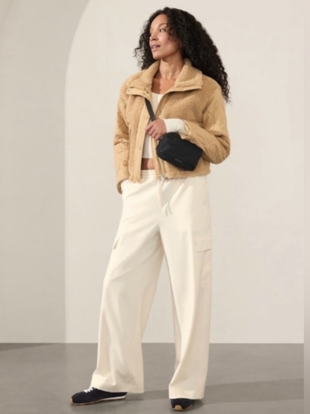 NWOT - Athleta Cream Promenade Wide-Leg Cargo Pants - Size XL